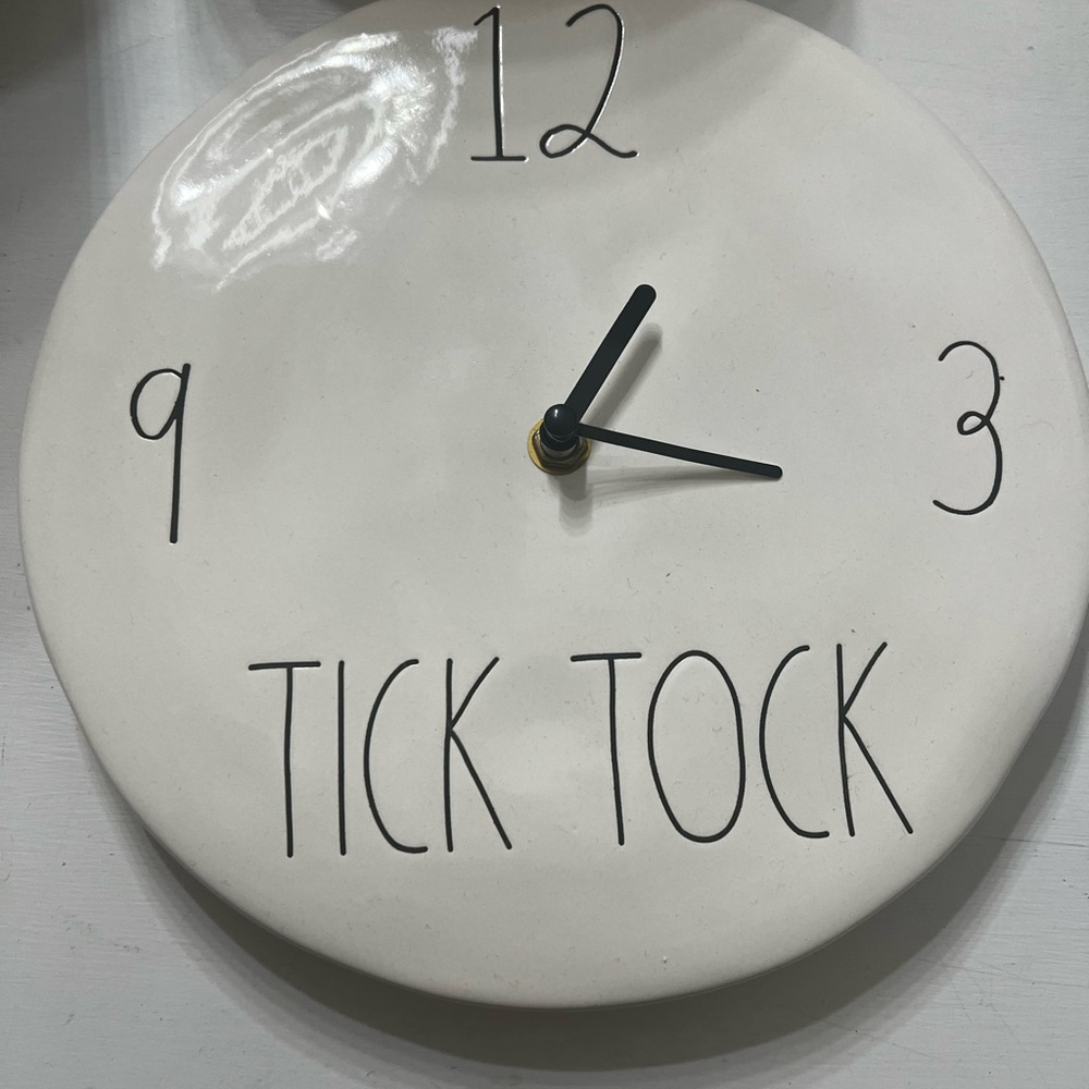 Rae Dunn Cream Ceramic Wall Clock with Black Accents
